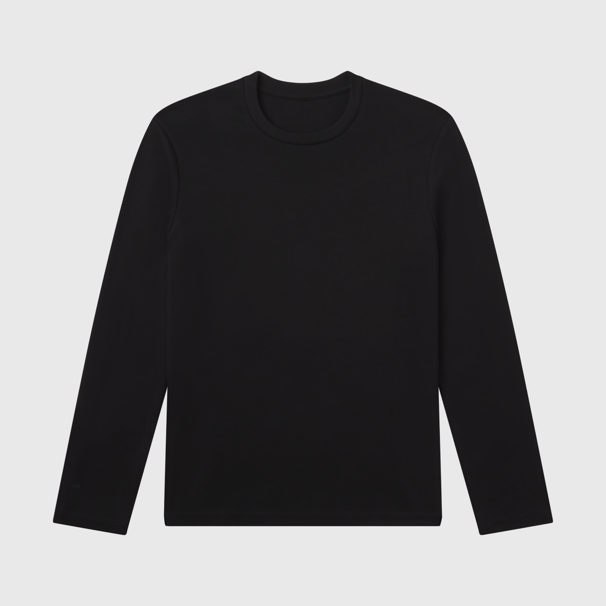 Precision Long Sleeve Tee in black organic cotton, wrinkle-resistant design.
